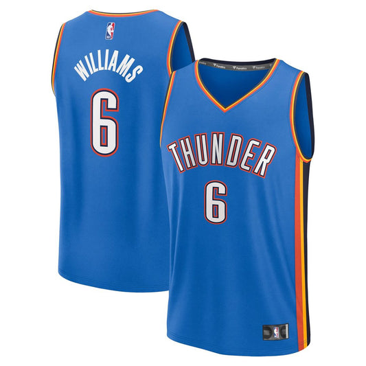 Jaylin Williams Oklahoma City Thunder Fanatics Fast Break Replica Player Jersey - Icon Edition - Blue Official NBA Team Apparel Basketball Fan Gear
