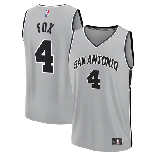 De'Aaron Fox San Antonio Spurs Fanatics Youth Fast Break Jersey - Statement Edition - Silver Official NBA Team Apparel Basketball Fan Gear