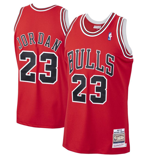 Michael Jordan Chicago Bulls Mitchell & Ness 1997/98 Hardwood Classics Authentic Jersey - Scarlet Official NBA Team Apparel Basketball Fan Gear