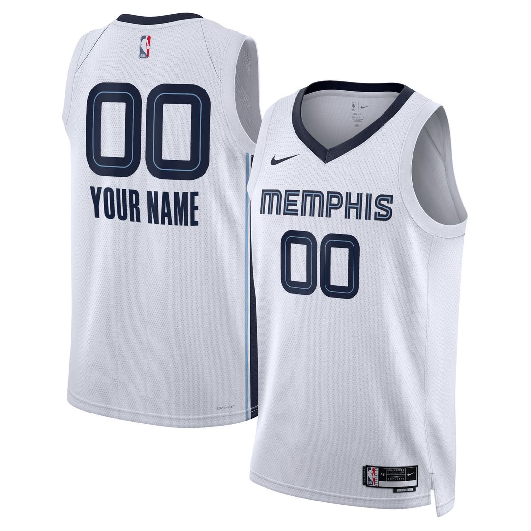 Memphis Grizzlies Nike Unisex Swingman Custom Jersey White - Association Edition Official NBA Team Apparel Basketball Fan Gear