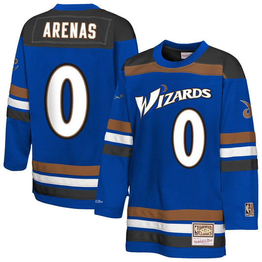 Gilbert Arenas Washington Wizards Mitchell & Ness Youth Maxxed Out 2.0 Fashion Hockey Jersey - Blue Official NBA Team Apparel Basketball Fan Gear