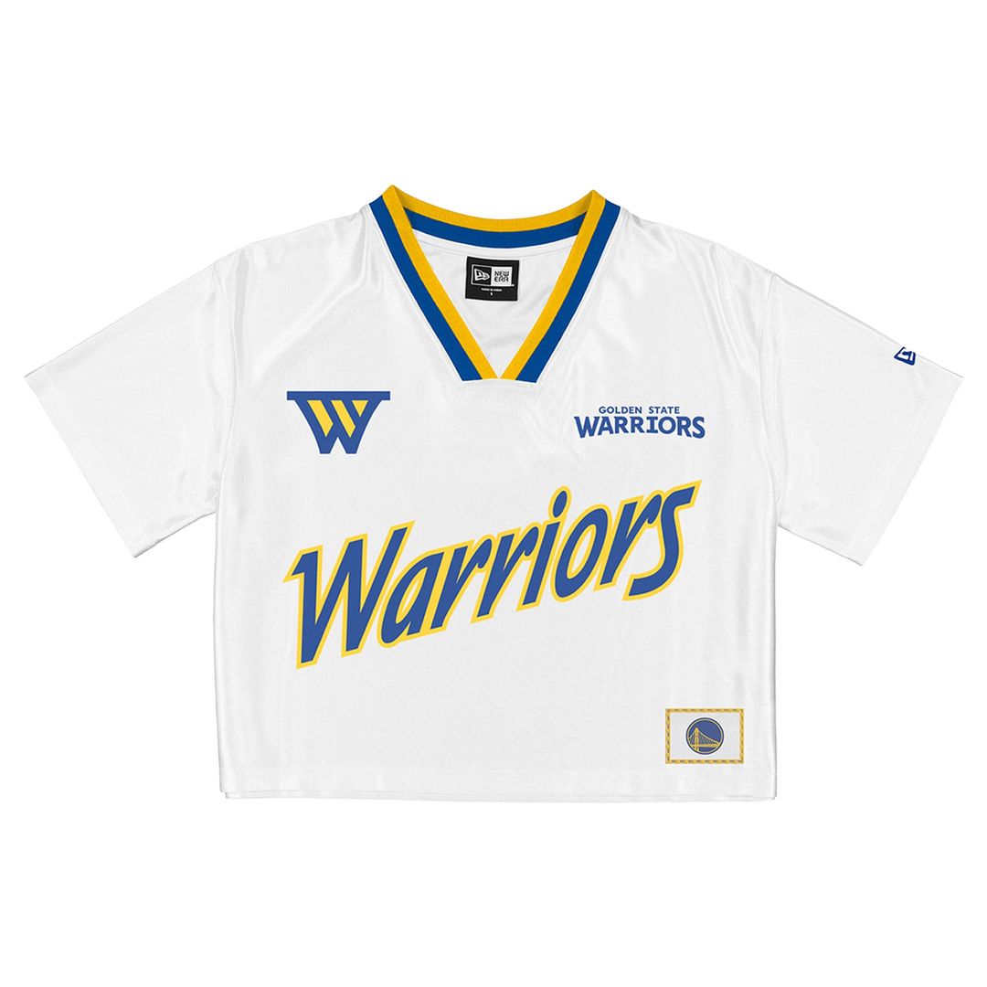 Golden State Warriors New Era Women's Sport Classics Capsule Boxy Cropped Fashion Jersey - White Official NBA Team Hat Basketball Fan Cap