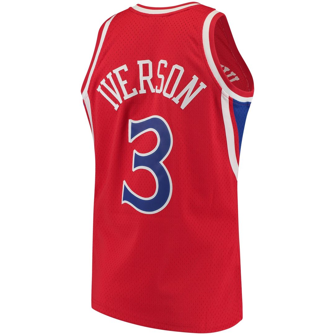 Allen Iverson Philadelphia 76ers Mitchell & Ness 1996/97 Hardwood Classics Authentic Jersey - Red Official NBA Team Apparel Basketball Fan Gear