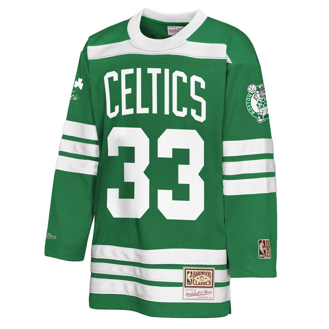 Larry Bird Boston Celtics Mitchell & Ness Youth Maxxed Out 2.0 Fashion Hockey Jersey - Kelly Green Official NBA Team Apparel Basketball Fan Gear