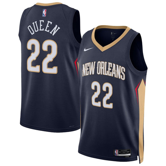 Derik Queen New Orleans Pelicans Nike Unisex Swingman Jersey - Icon Edition - Navy Official NBA Team Apparel Basketball Fan Gear