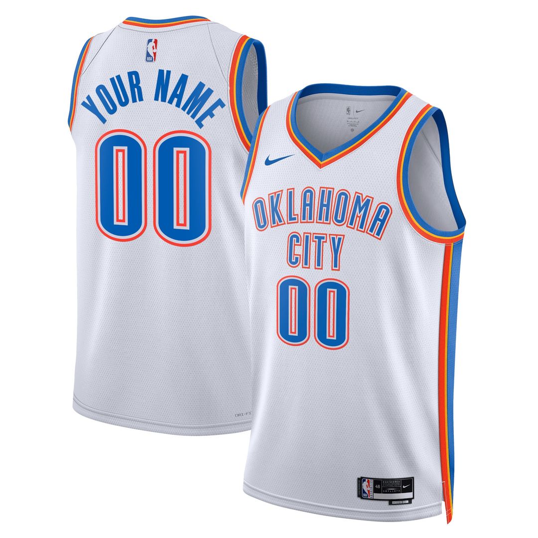 Oklahoma City Thunder Nike Unisex Swingman Custom Jersey White - Association Edition Official NBA Team Apparel Basketball Fan Gear
