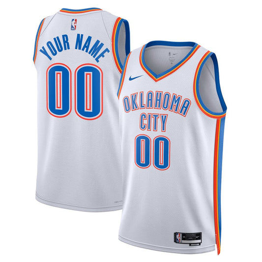 Oklahoma City Thunder Nike Unisex Swingman Custom Jersey White - Association Edition Official NBA Team Apparel Basketball Fan Gear