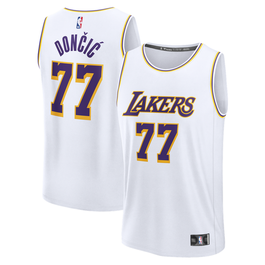 Luka Dončić Los Angeles Lakers Fanatics Youth Fast Break Replica Jersey - White - Association Edition Official NBA Team Apparel Basketball Fan Gear