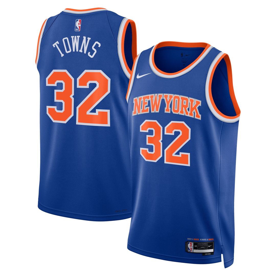 Karl-Anthony Towns New York Knicks Nike Unisex Swingman Jersey - Blue - Icon Edition Official NBA Team Apparel Basketball Fan Gear