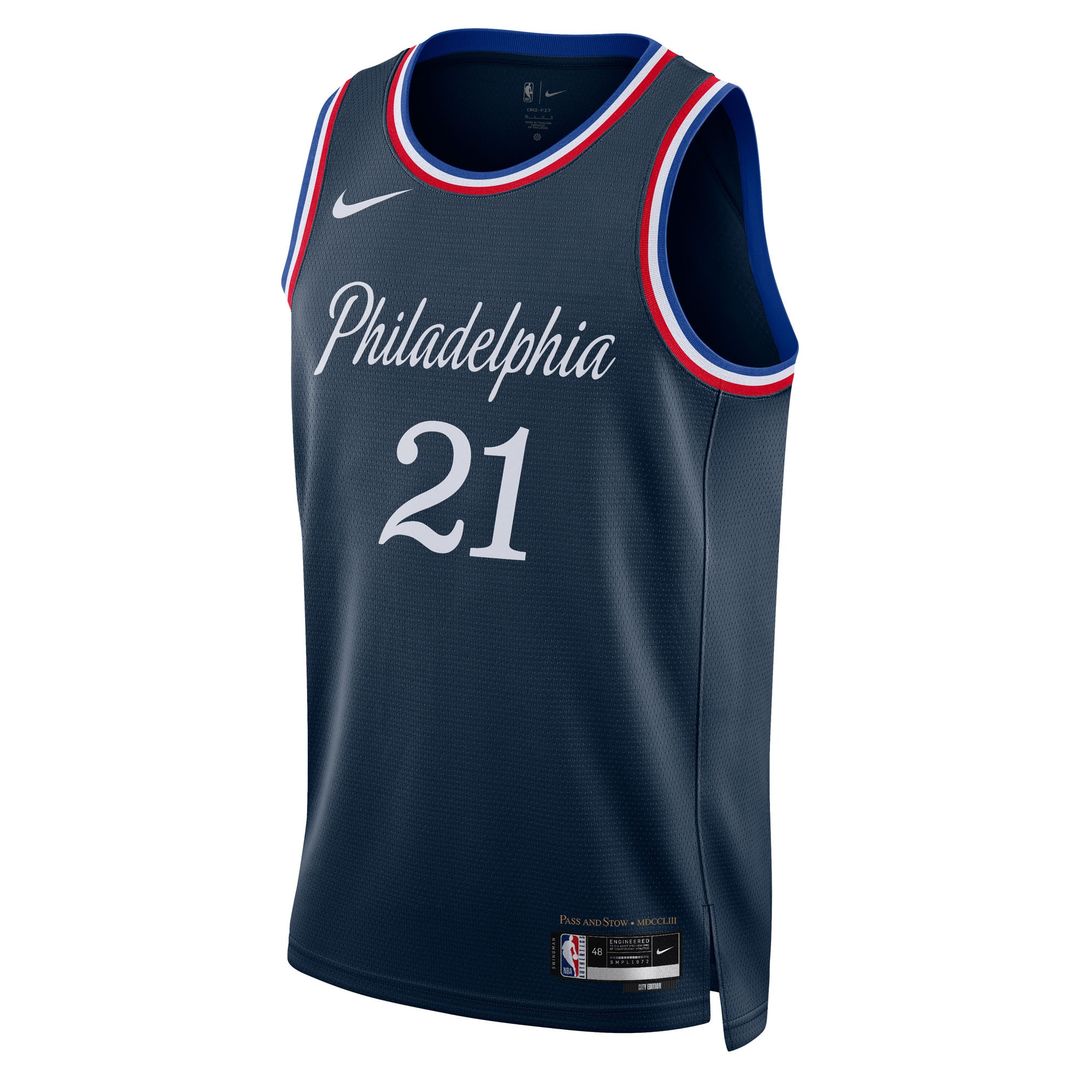 Joel Embiid Philadelphia 76ers Nike Unisex 2025/26 Swingman Jersey - Navy - City Edition Official NBA Team Apparel Basketball Fan Gear