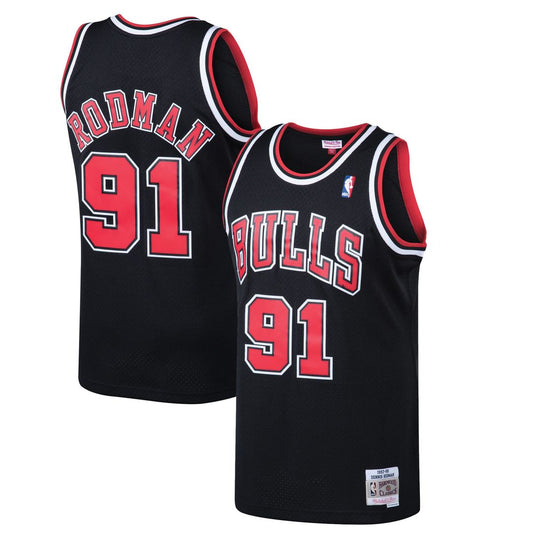 Dennis Rodman Chicago Bulls Mitchell & Ness 1997/98 Hardwood Classics Swingman Jersey - Black Official NBA Team Apparel Basketball Fan Gear