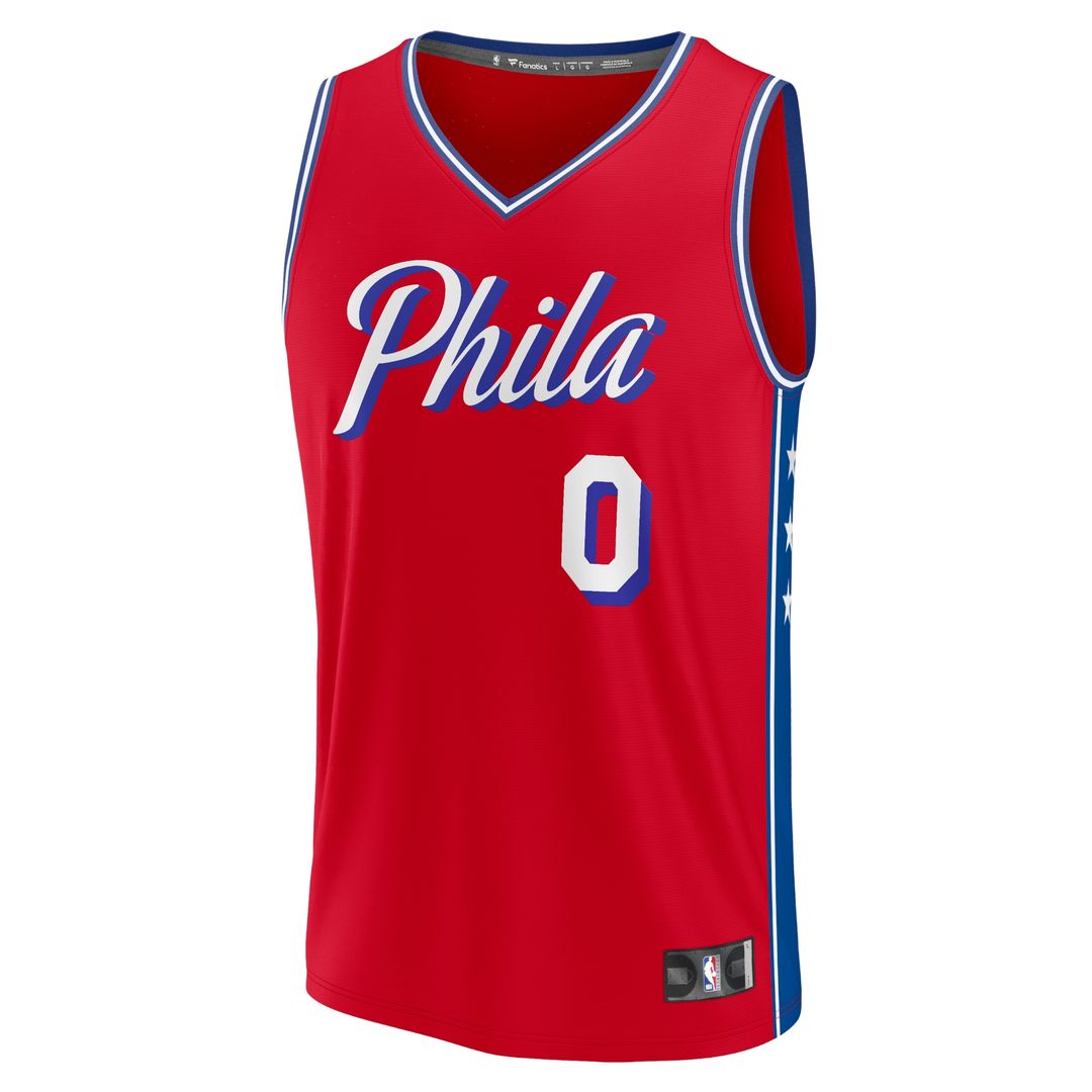 Tyrese Maxey Philadelphia 76ers Fanatics Youth Fast Break Player Jersey - Statement Edition - Red Official NBA Team Apparel Basketball Fan Gear