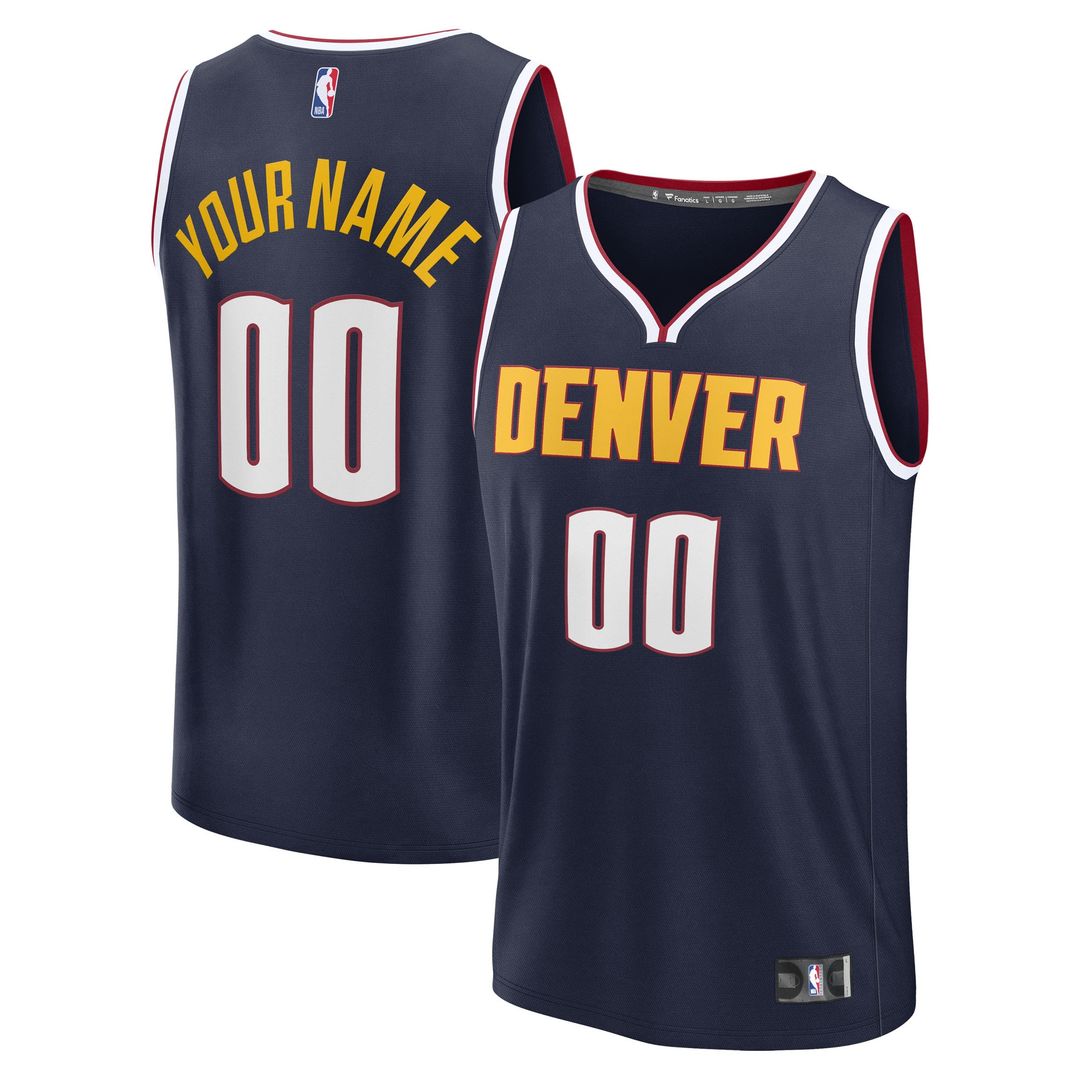 Denver Nuggets Fanatics Youth Fast Break Custom Replica Jersey - Blue - Statement Edition Official NBA Team Apparel Basketball Fan Gear