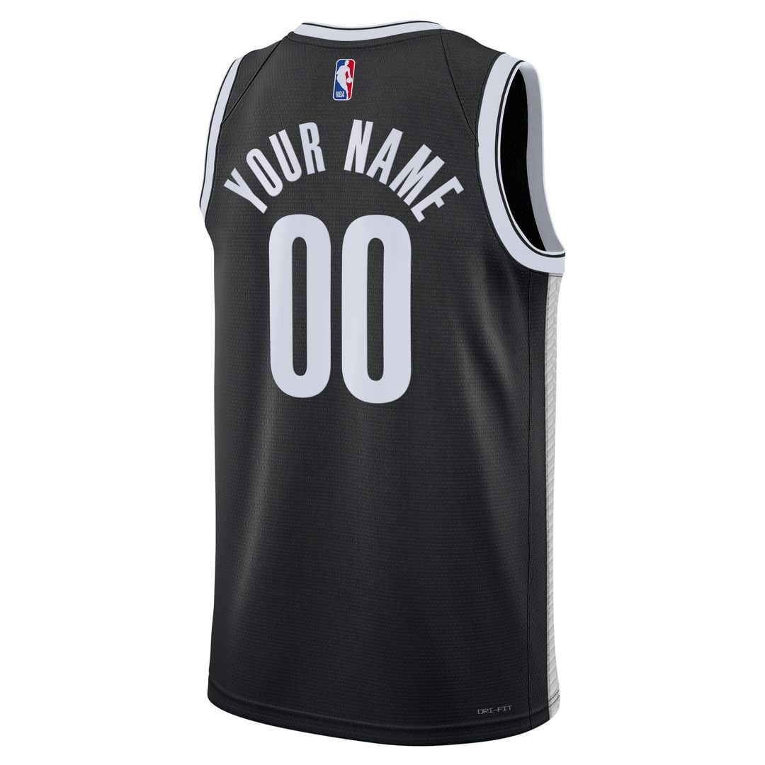 Brooklyn Nets Nike Unisex Swingman Custom Jersey Black - Icon Edition Official NBA Team Apparel Basketball Fan Gear