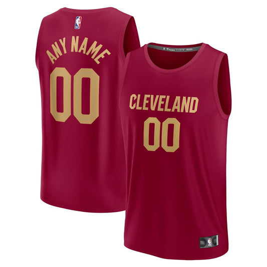 Cleveland Cavaliers Fanatics Fast Break Custom Jersey - Wine - Icon Edition Official NBA Team Apparel Basketball Fan Gear