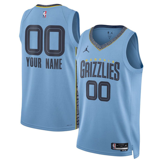 Memphis Grizzlies Jordan Brand Unisex 2022/23 Swingman Custom Jersey - Statement Edition - Blue Official NBA Team Apparel Basketball Fan Gear