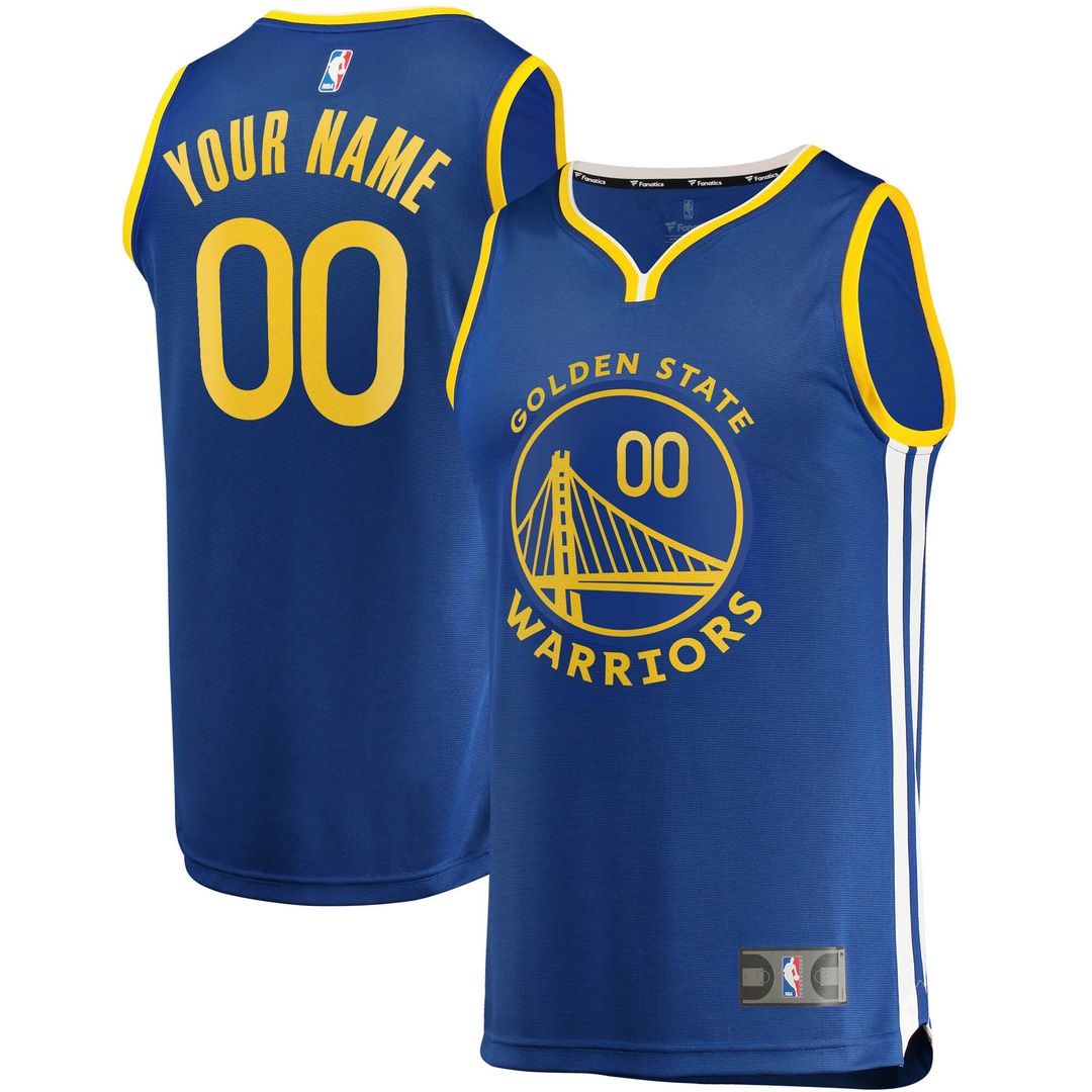 Golden State Warriors Fanatics Fast Break Custom Replica Jersey Royal - Icon Edition Official NBA Team Apparel Basketball Fan Gear