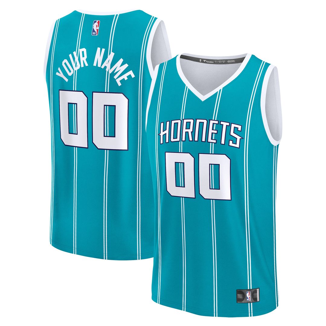 Charlotte Hornets Fanatics Fast Break Custom Jersey - Icon Edition - Teal Official NBA Team Apparel Basketball Fan Gear