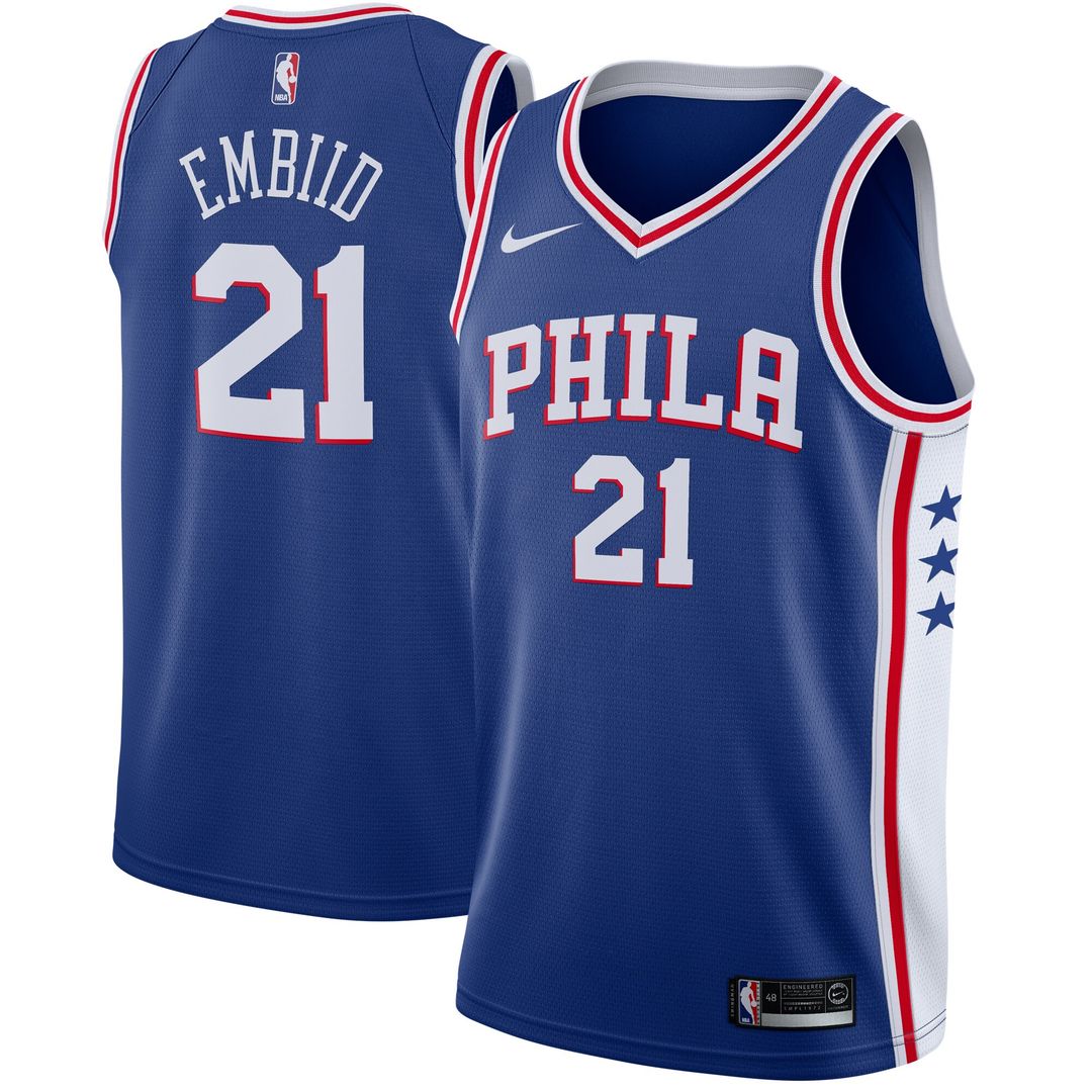Joel Embiid Philadelphia 76ers Nike Swingman Jersey Royal - Icon Edition Official NBA Team Apparel Basketball Fan Gear