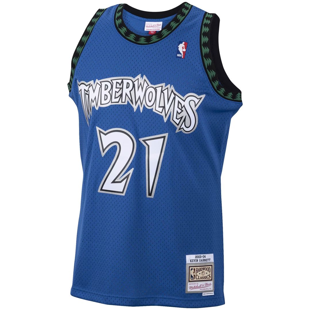 Kevin Garnett Minnesota Timberwolves Mitchell & Ness Big & Tall 2003/04 Hardwood Classics Swingman Jersey - Blue Official NBA Team Apparel Basketball