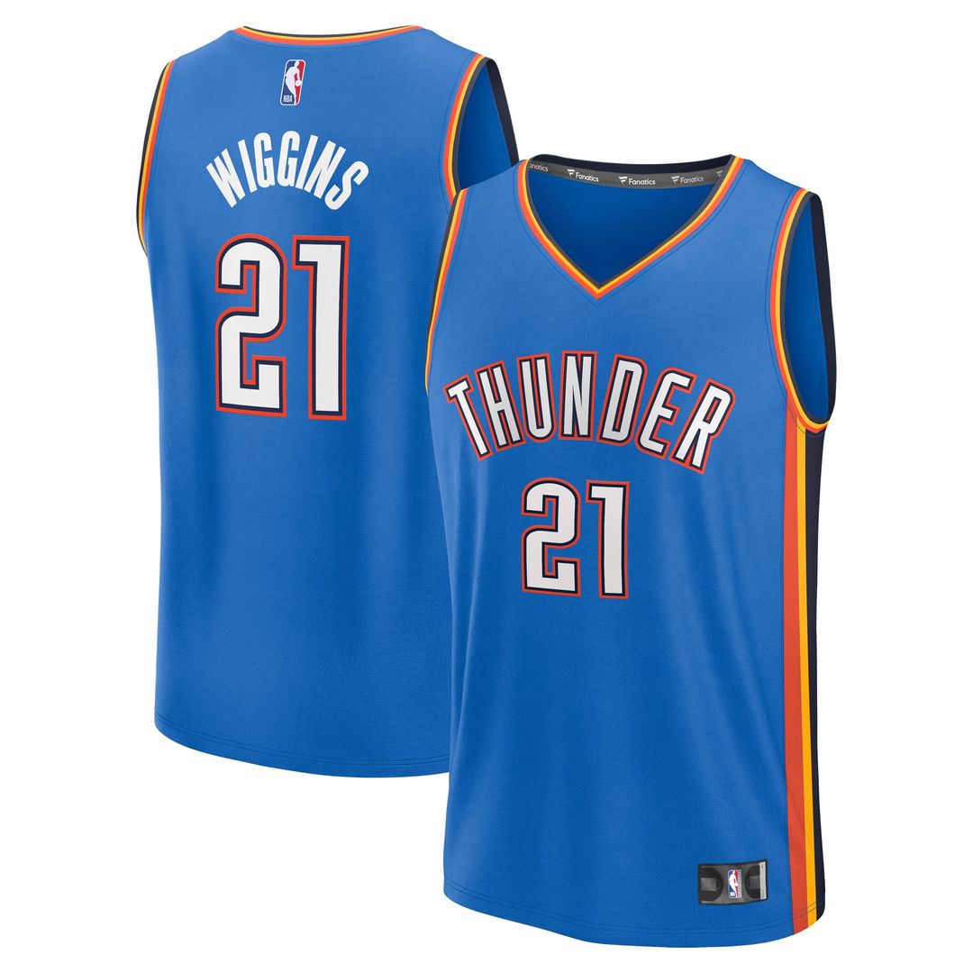 Aaron Wiggins Oklahoma City Thunder Fanatics Fast Break Replica Player Jersey - Icon Edition - Blue Official NBA Team Apparel Basketball Fan Gear