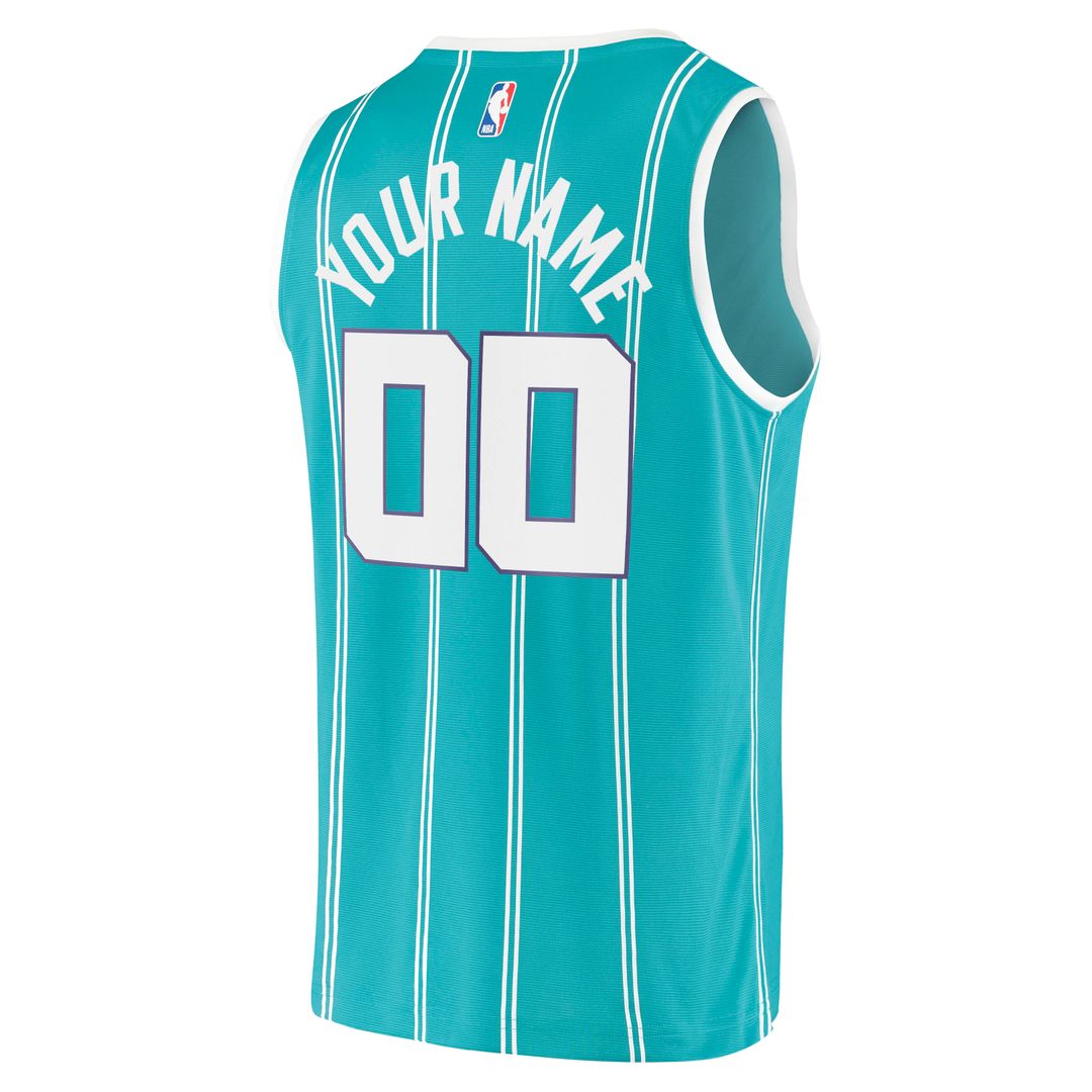 Charlotte Hornets Fanatics Fast Break Replica Custom Jersey - Icon Edition - Teal Official NBA Team Apparel Basketball Fan Gear