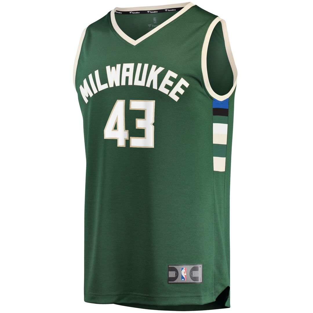 Thanasis Antetokounmpo Milwaukee Bucks Fanatics Fast Break Replica Player Jersey - Icon Edition - Hunter Green Official NBA Team Apparel Basketball Fa