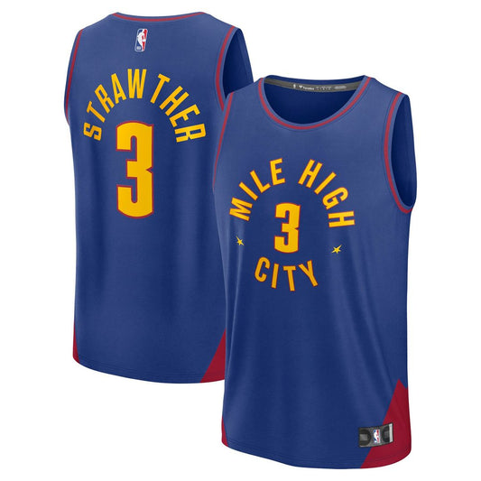 Julian Strawther Denver Nuggets Fanatics Fast Break Replica Player Jersey - Statement Edition - Blue Official NBA Team Apparel Basketball Fan Gear