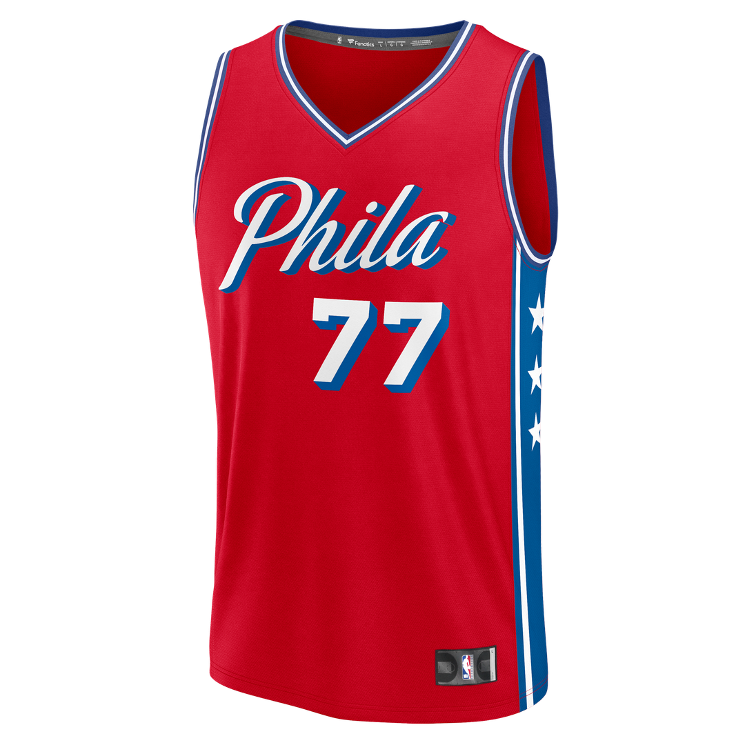VJ Edgecombe Philadelphia 76ers Fanatics Fast Break Replica Player Jersey - Statement Edition - Red Official NBA Team Apparel Basketball Fan Gear