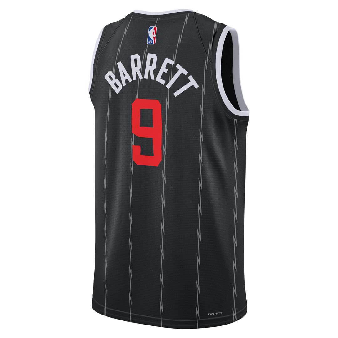 RJ Barrett Toronto Raptors Nike Unisex 2025/26 Swingman Jersey - Black - City Edition Official NBA Team Apparel Basketball Fan Gear