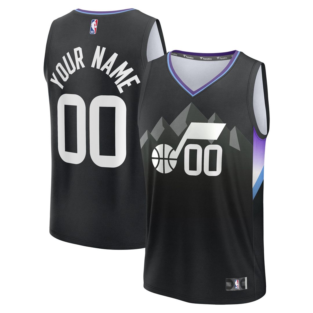 Utah Jazz Fanatics Youth Fast Break Custom Replica Jersey - Black - Statement Edition Official NBA Team Apparel Basketball Fan Gear