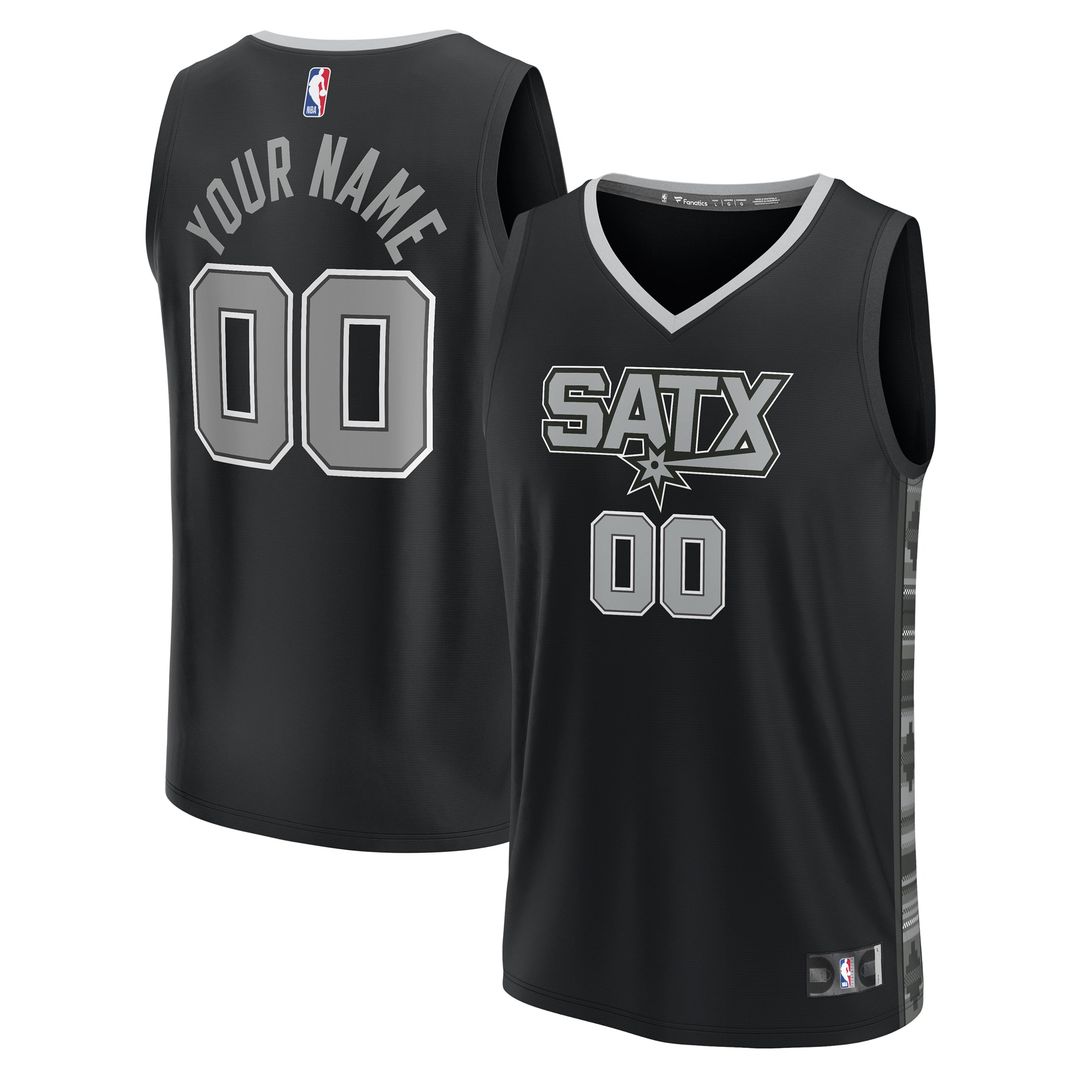 San Antonio Spurs Fanatics Youth Fast Break Replica Custom Jersey - Statement Edition - Black Official NBA Team Apparel Basketball Fan Gear