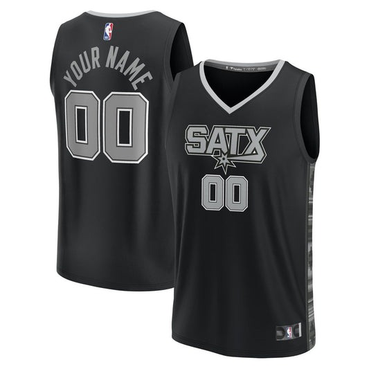 San Antonio Spurs Fanatics Youth Fast Break Replica Custom Jersey - Statement Edition - Black Official NBA Team Apparel Basketball Fan Gear