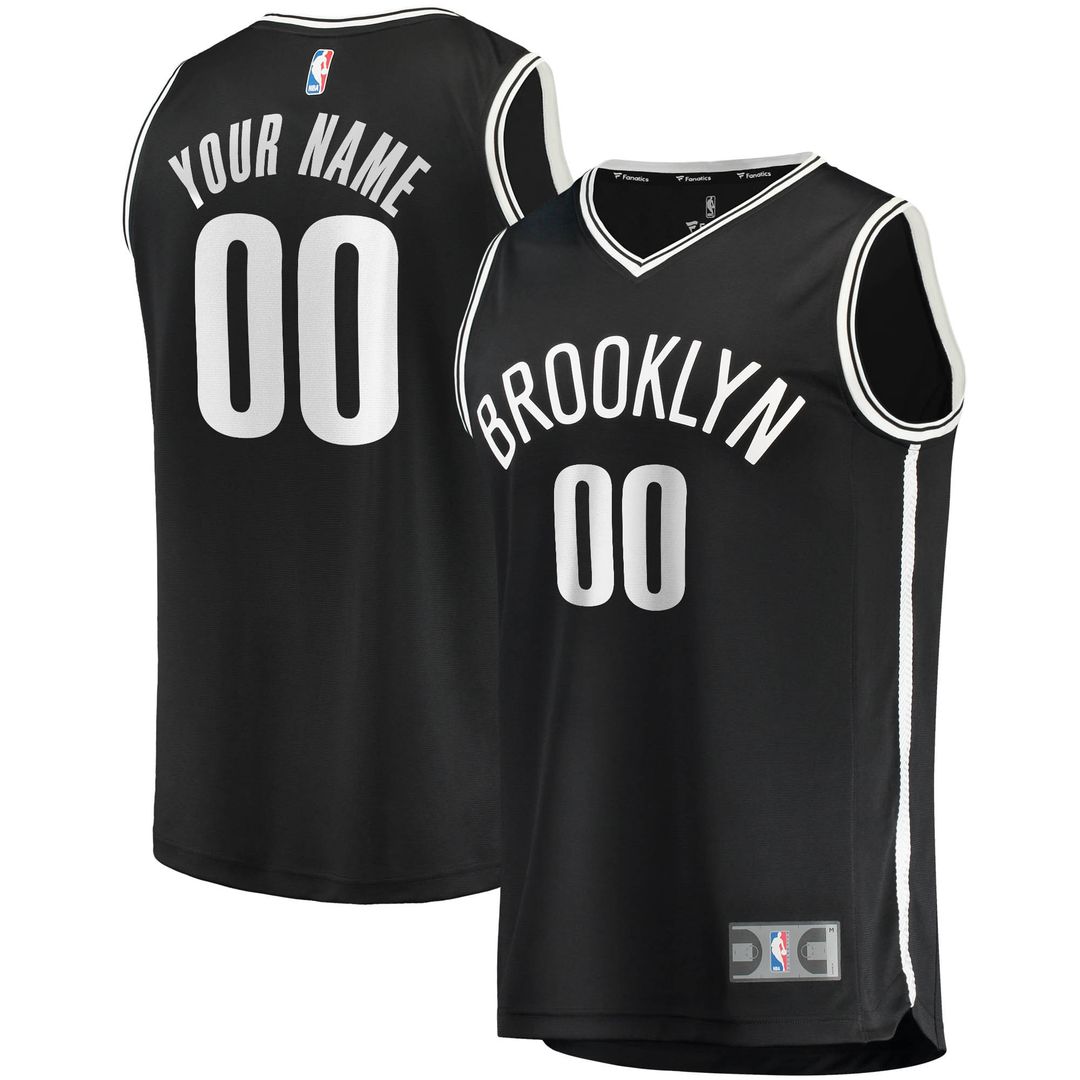 Brooklyn Nets Fanatics Fast Break Custom Replica Jersey Black - Icon Edition Official NBA Team Apparel Basketball Fan Gear