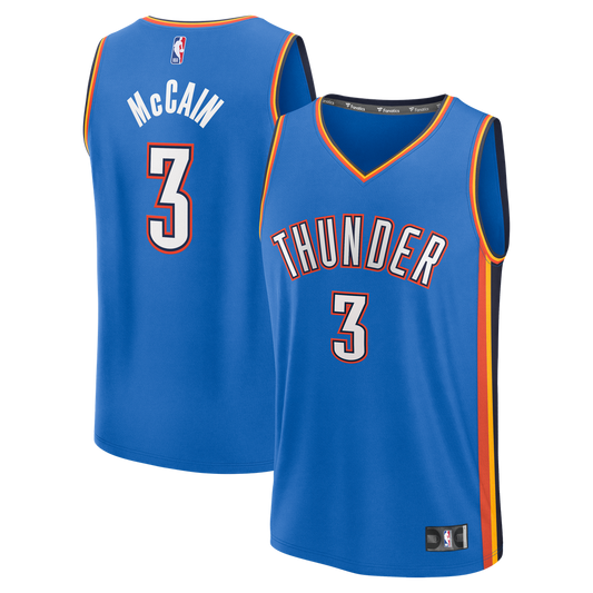 Jared McCain Oklahoma City Thunder Fanatics Fast Break Replica Jersey - Icon Edition - Blue Official NBA Team Apparel Basketball Fan Gear