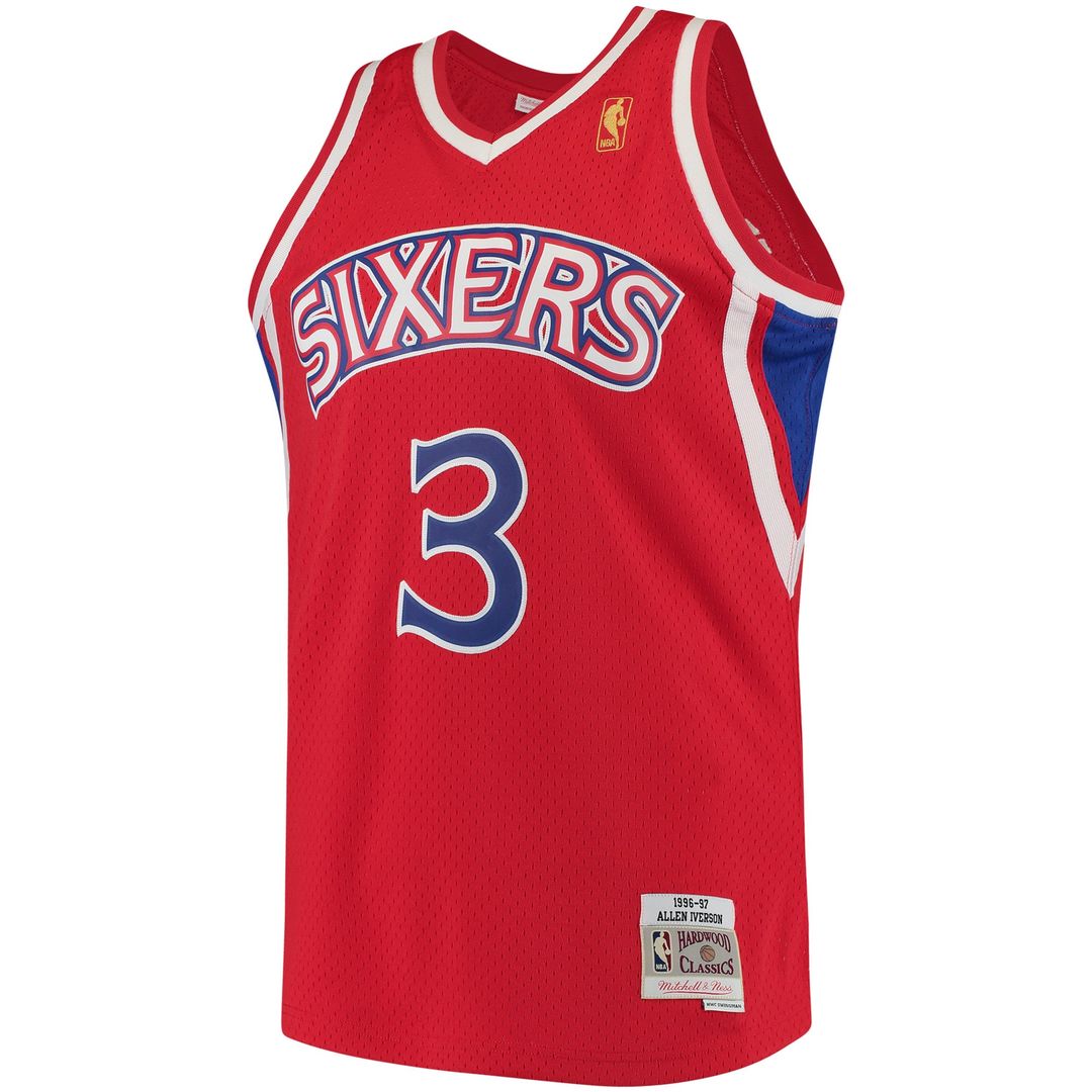 Allen Iverson Philadelphia 76ers Mitchell & Ness 2000/01 Hardwood Classics Swingman Jersey - Black Official NBA Team Apparel Basketball Fan Gear