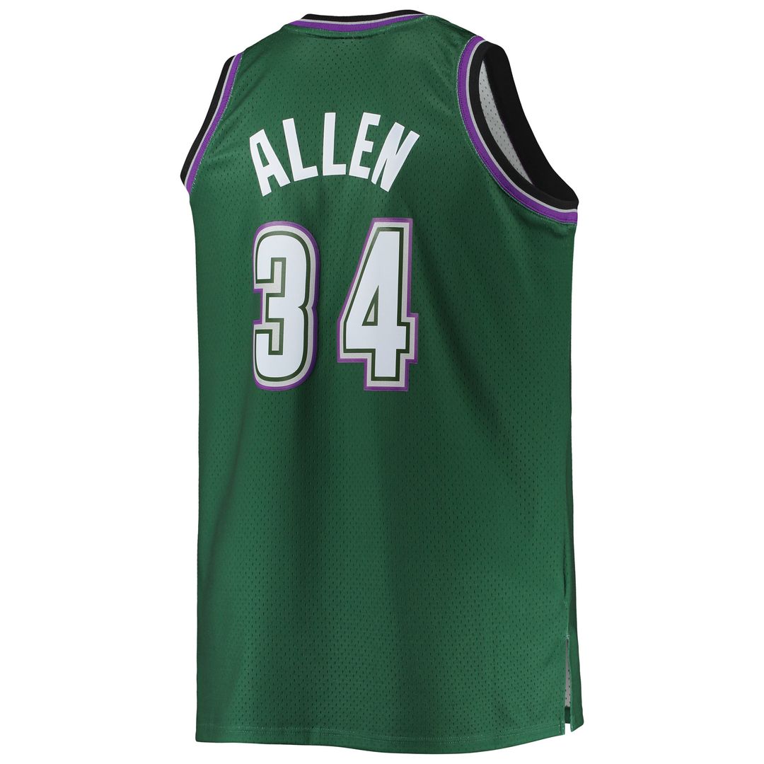 Ray Allen Milwaukee Bucks Mitchell & Ness Big & Tall 1996/97 Hardwood Classics Swingman Jersey - Hunter Green Official NBA Team Apparel Basketball Fan