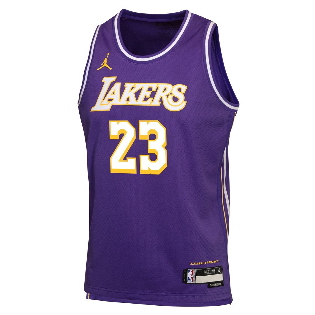 LeBron James Los Angeles Lakers Jordan Brand Youth Swingman Jersey - Statement Edition - Purple Official NBA Team Apparel Basketball Fan Gear