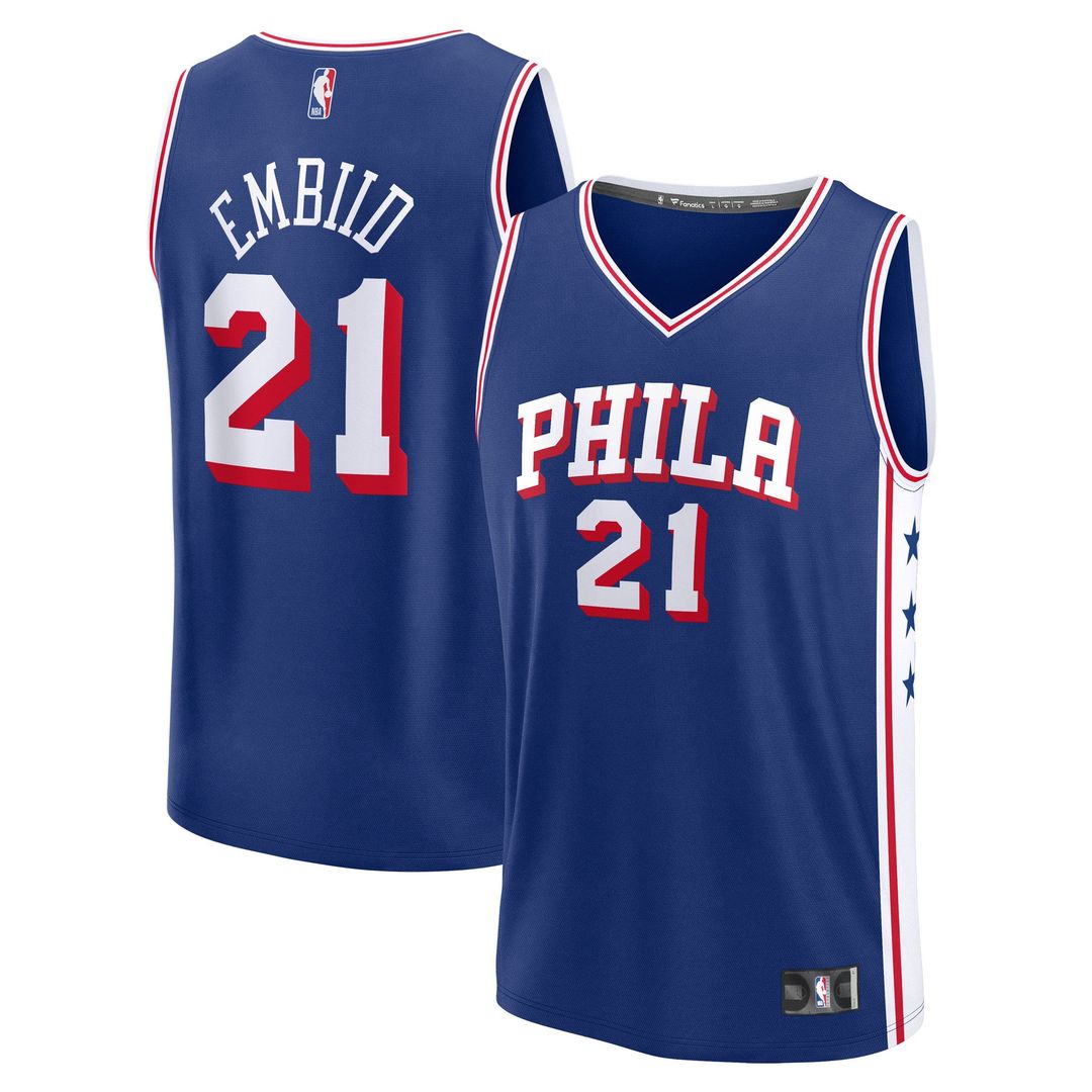 Joel Embiid Philadelphia 76ers Fanatics Fast Break Replica Player Jersey - Icon Edition - Royal Official NBA Team Apparel Basketball Fan Gear