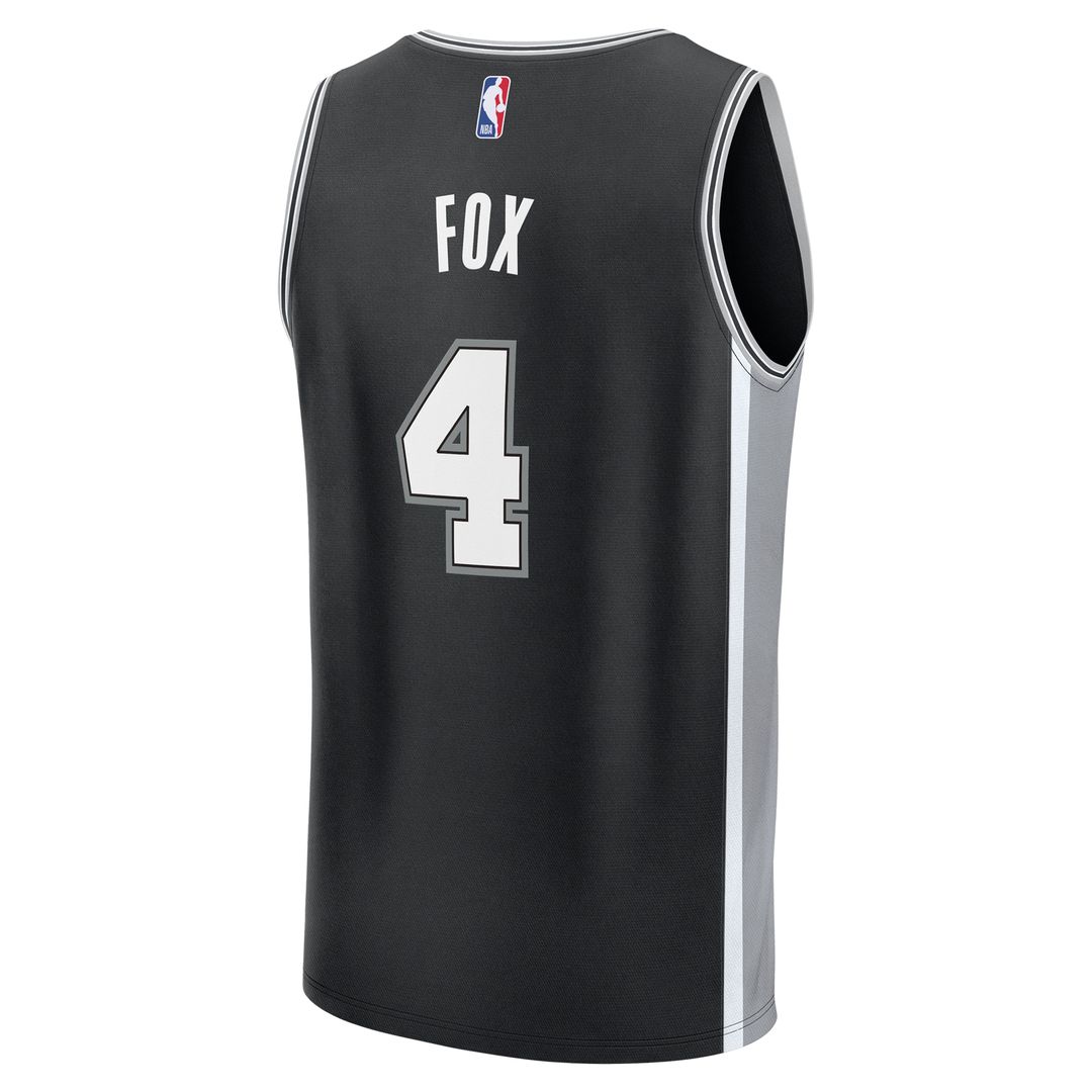 De'Aaron Fox San Antonio Spurs Fanatics Fast Break Replica Player Jersey - Icon Edition - Black Official NBA Team Apparel Basketball Fan Gear