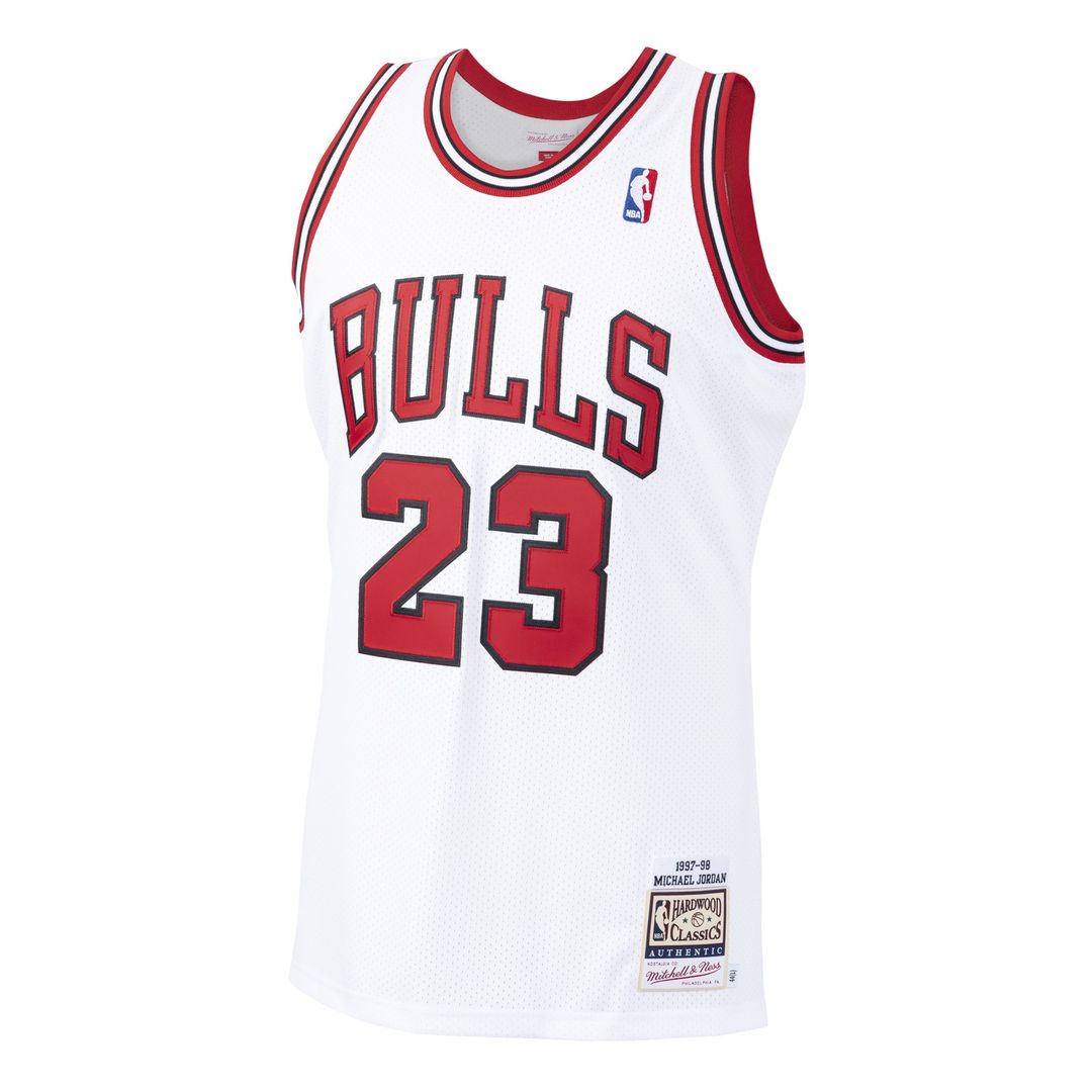 Michael Jordan Chicago Bulls Mitchell & Ness 1997/98 Hardwood Classics Authentic Jersey - White Official NBA Team Apparel Basketball Fan Gear