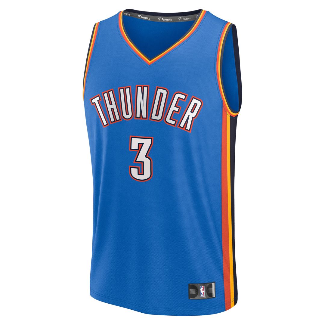Jared McCain Oklahoma City Thunder Fanatics Fast Break Jersey - Blue - Icon Edition Official NBA Team Apparel Basketball Fan Gear