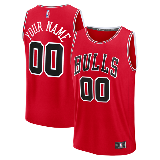 Chicago Bulls Fanatics Fast Break Custom Jersey - Icon Edition - Red Official NBA Team Apparel Basketball Fan Gear