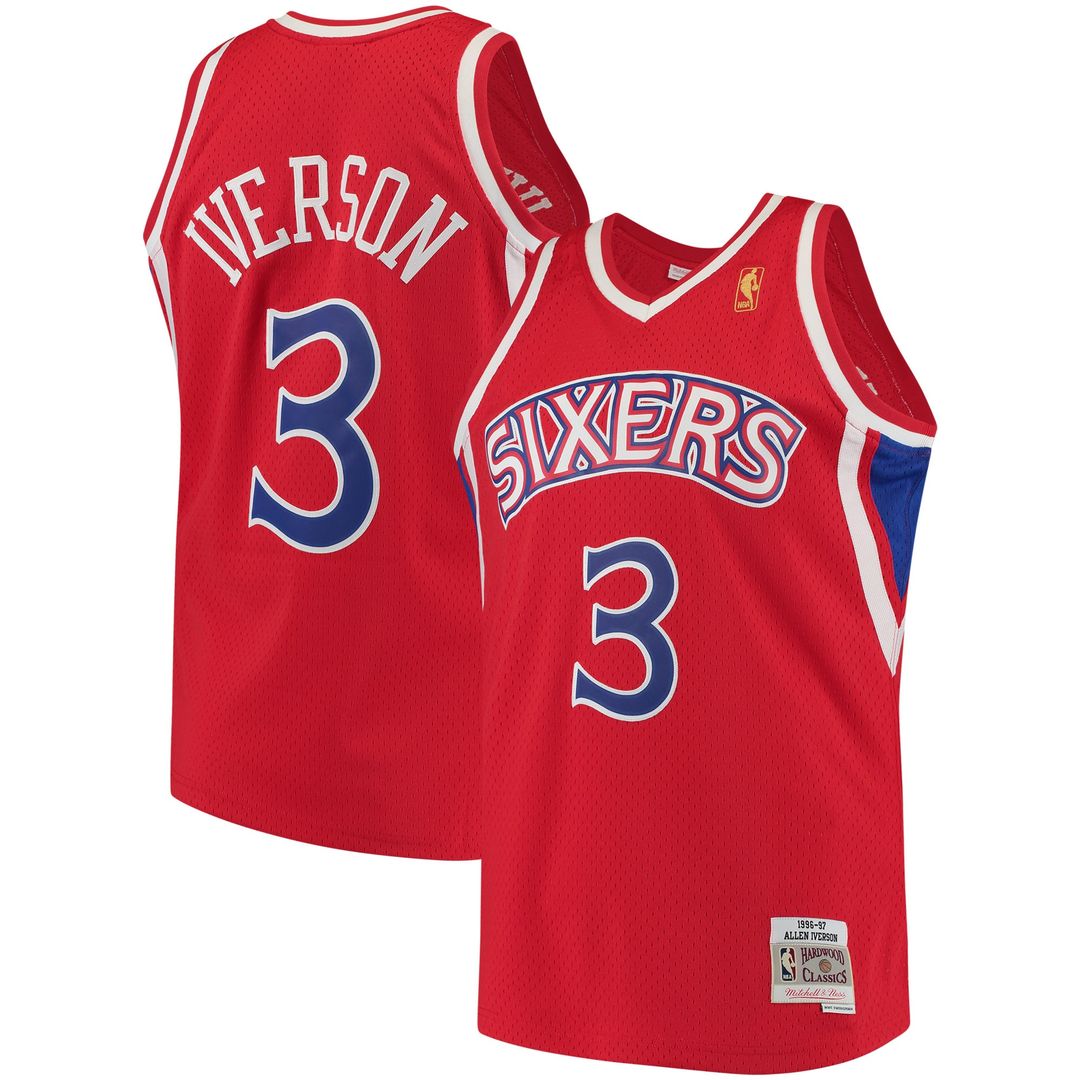 Allen Iverson Philadelphia 76ers Mitchell & Ness 2000/01 Hardwood Classics Swingman Jersey - Black Official NBA Team Apparel Basketball Fan Gear