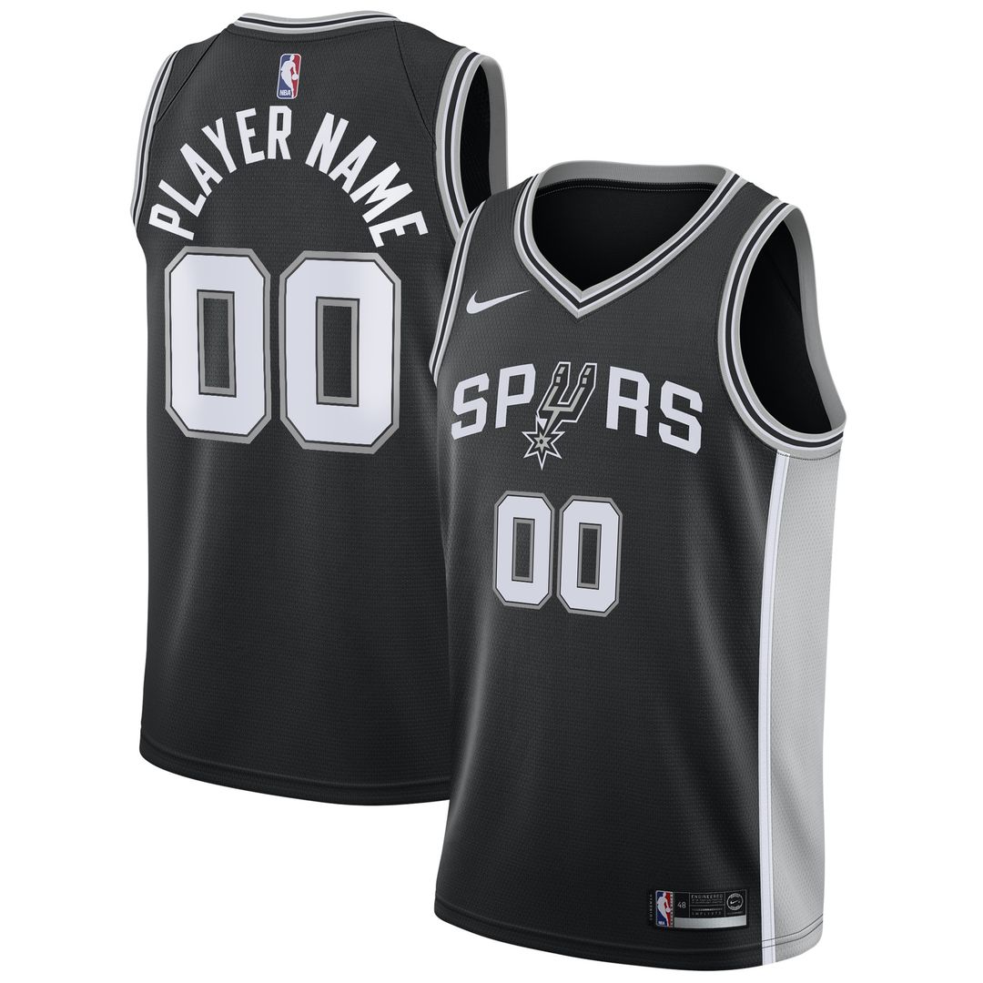 San Antonio Spurs Nike Swingman Custom Jersey Black - Icon Edition Official NBA Team Apparel Basketball Fan Gear