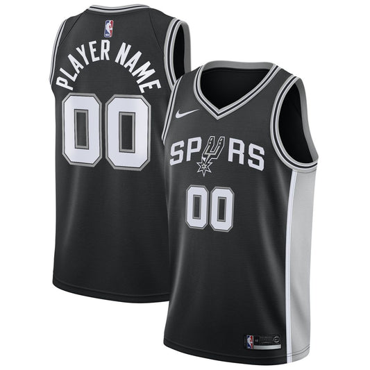 San Antonio Spurs Nike Swingman Custom Jersey Black - Icon Edition Official NBA Team Apparel Basketball Fan Gear