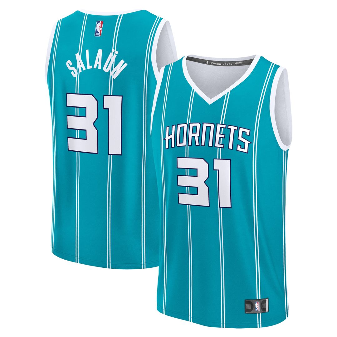 Tidjane Salaun Charlotte Hornets Fanatics 2024 NBA Draft Fast Break Player Jersey - Icon Edition - Teal Official NBA Team Apparel Basketball Fan Gear
