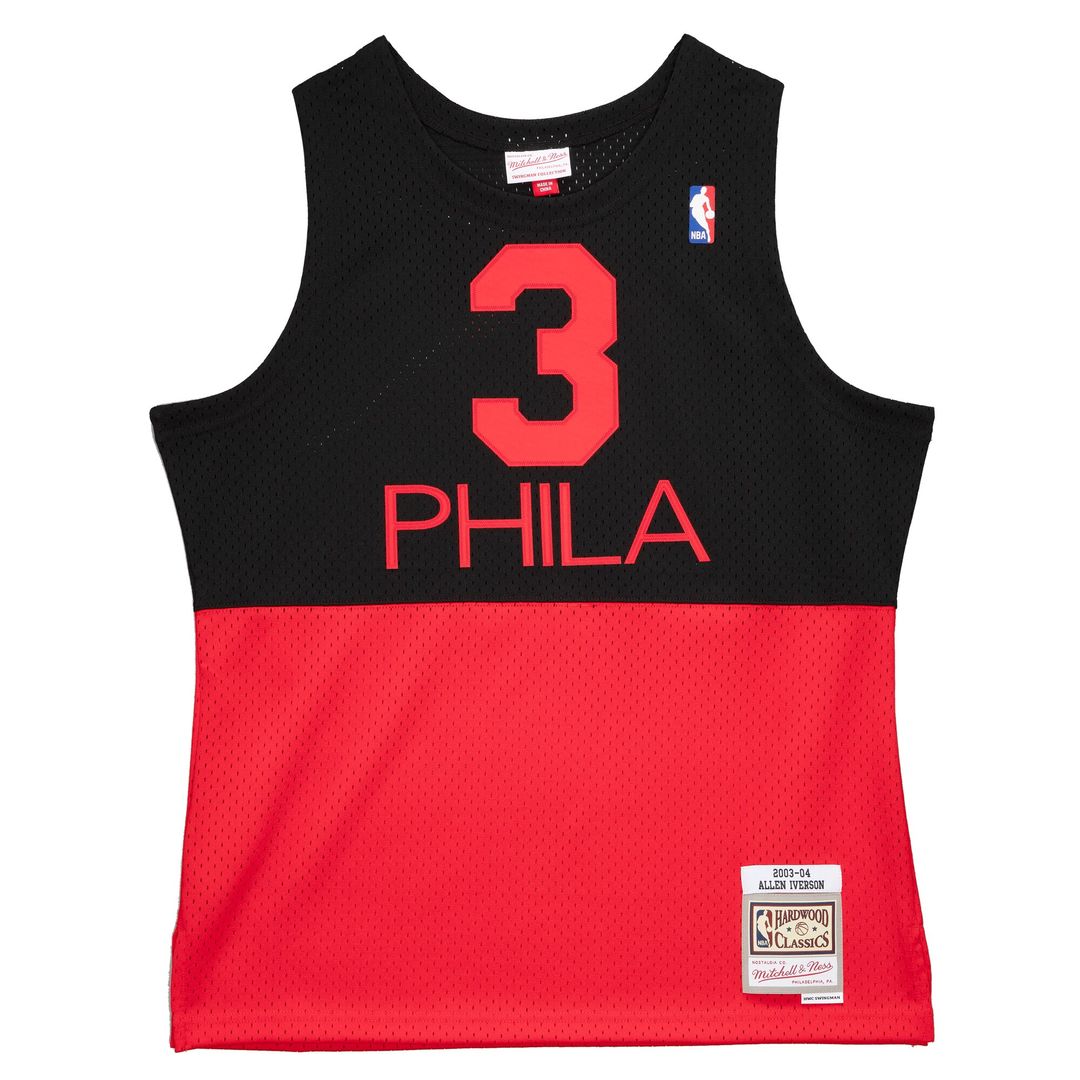 Allen Iverson Philadelphia 76ers Mitchell & Ness 2003/04 Hardwood Classics Reload 2.0 Swingman Jersey - Black Official NBA Team Apparel Basketball Fan