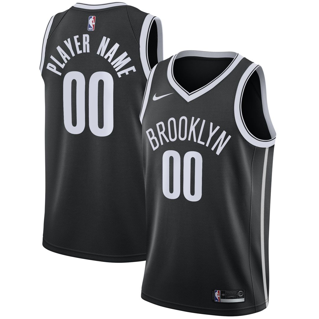 Brooklyn Nets Nike Swingman Custom Jersey Black - Icon Edition Official NBA Team Apparel Basketball Fan Gear
