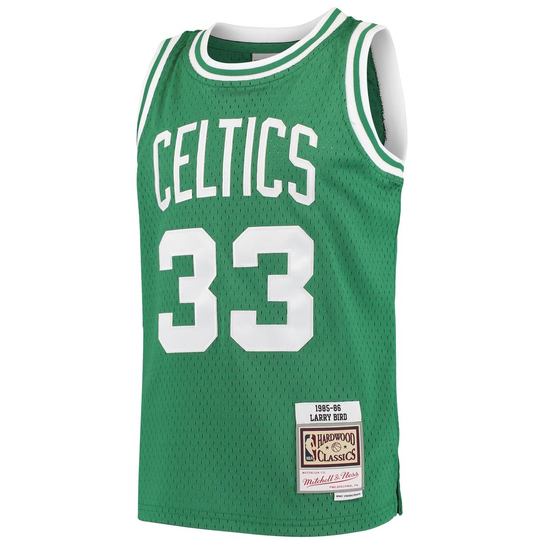 Larry Bird Boston Celtics Mitchell & Ness Youth Hardwood Classics Swingman Throwback Jersey - Kelly Green Official NBA Team Apparel Basketball Fan Gea